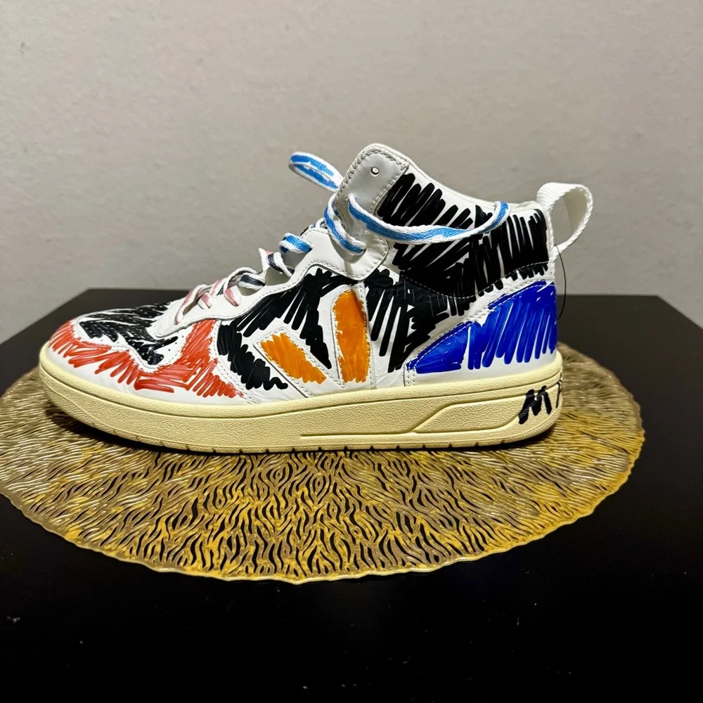 Men’s Marni x Veja High-Top Multicolored Scribble Sneakers - Like New - Picture 6 of 6